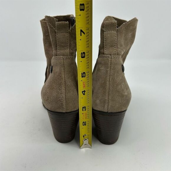 Paul Green Taupe Light Brown Suede Ankle Booties Size 6.5 Casual Block Heel - Picture 7 of 12